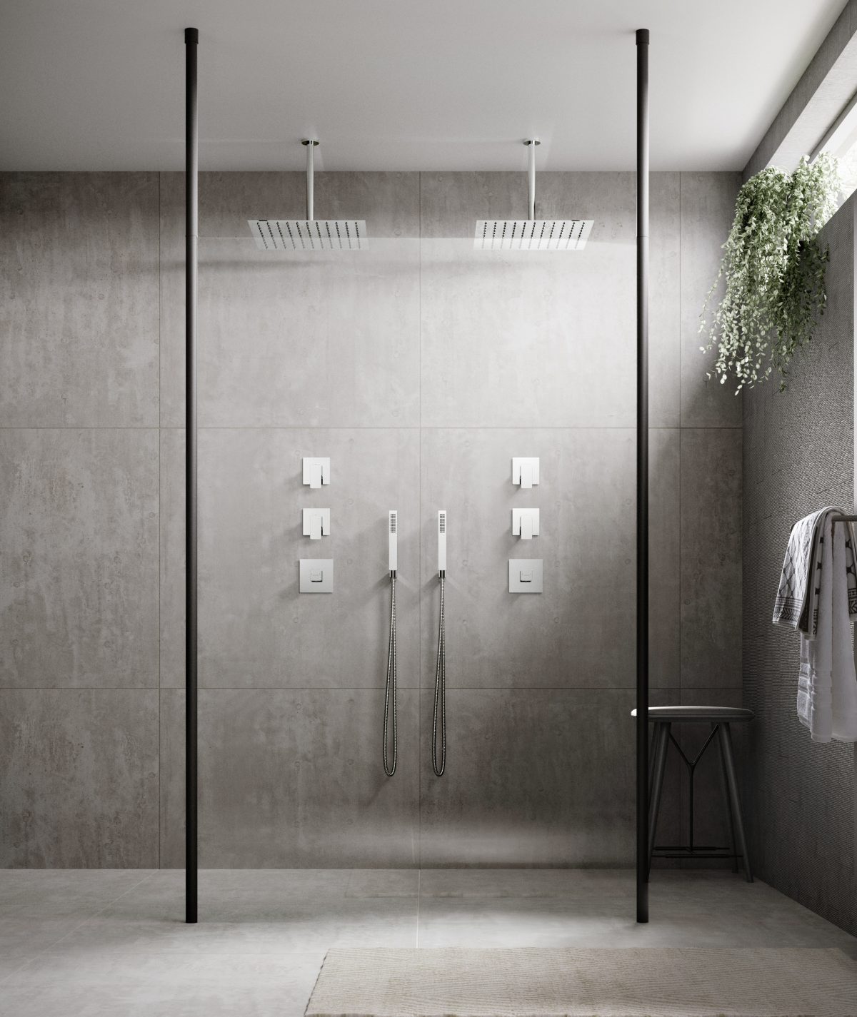 Black Wetroom Screen Ceiling Post - Image 2