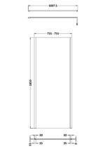 760mm Outer Framed Wetroom Screen with Support Bar - Image 3