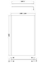1100mm Wetroom Screen Outer Frame 1850x8mm - Brushed Pewter - Image 2