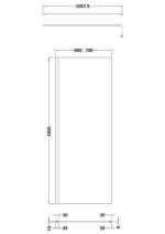 700mm Wetroom Screen Outer Frame 1850x8mm - Brushed Pewter - Image 2