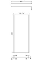 760mm Wetroom Screen Outer Frame 1850x8mm - Brushed Pewter - Image 2