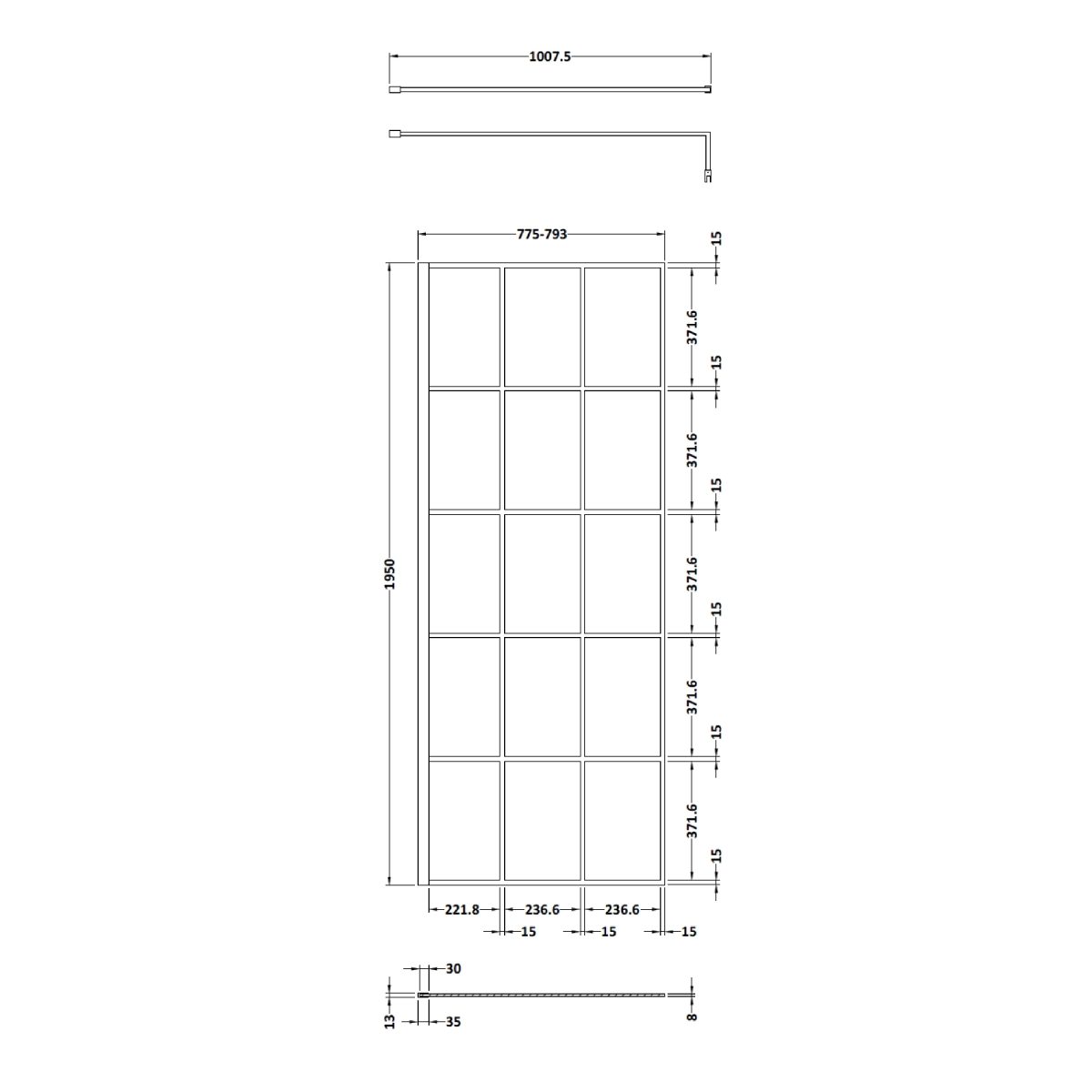 800mm Framed Wetroom Screen - Image 3