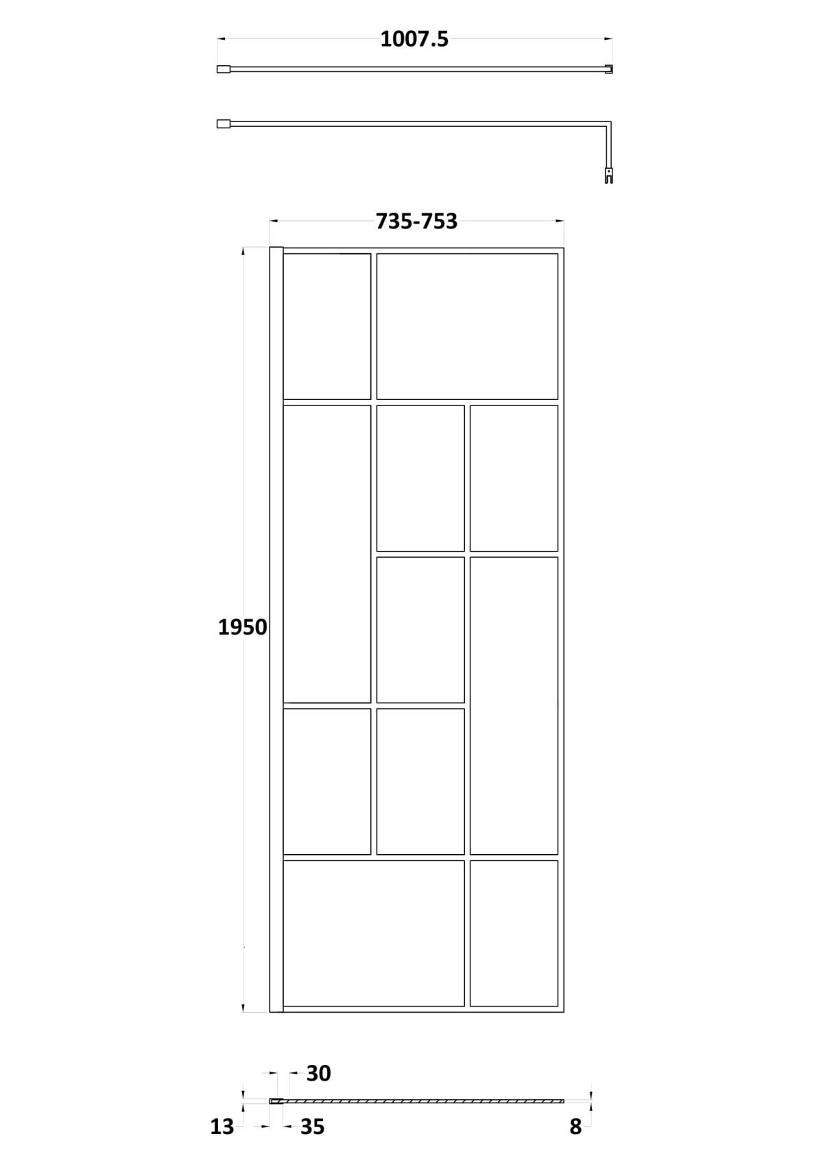 760mm Abstract Frame Wetroom Screen - Image 3