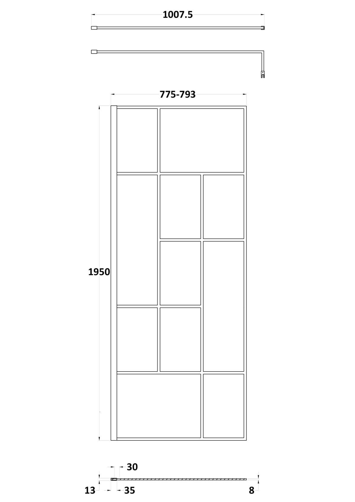 800mm Abstract Frame Wetroom Screen - Image 3