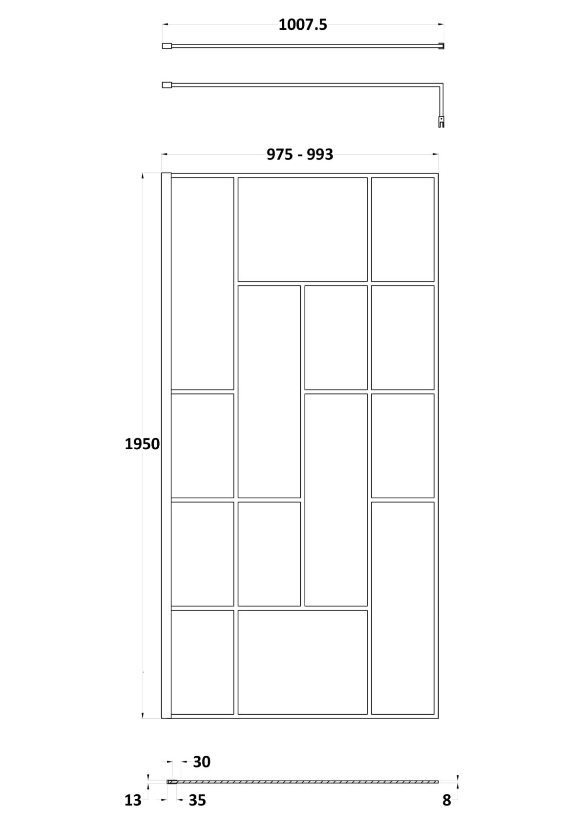 1000mm Abstract Frame Wetroom Screen - Image 3