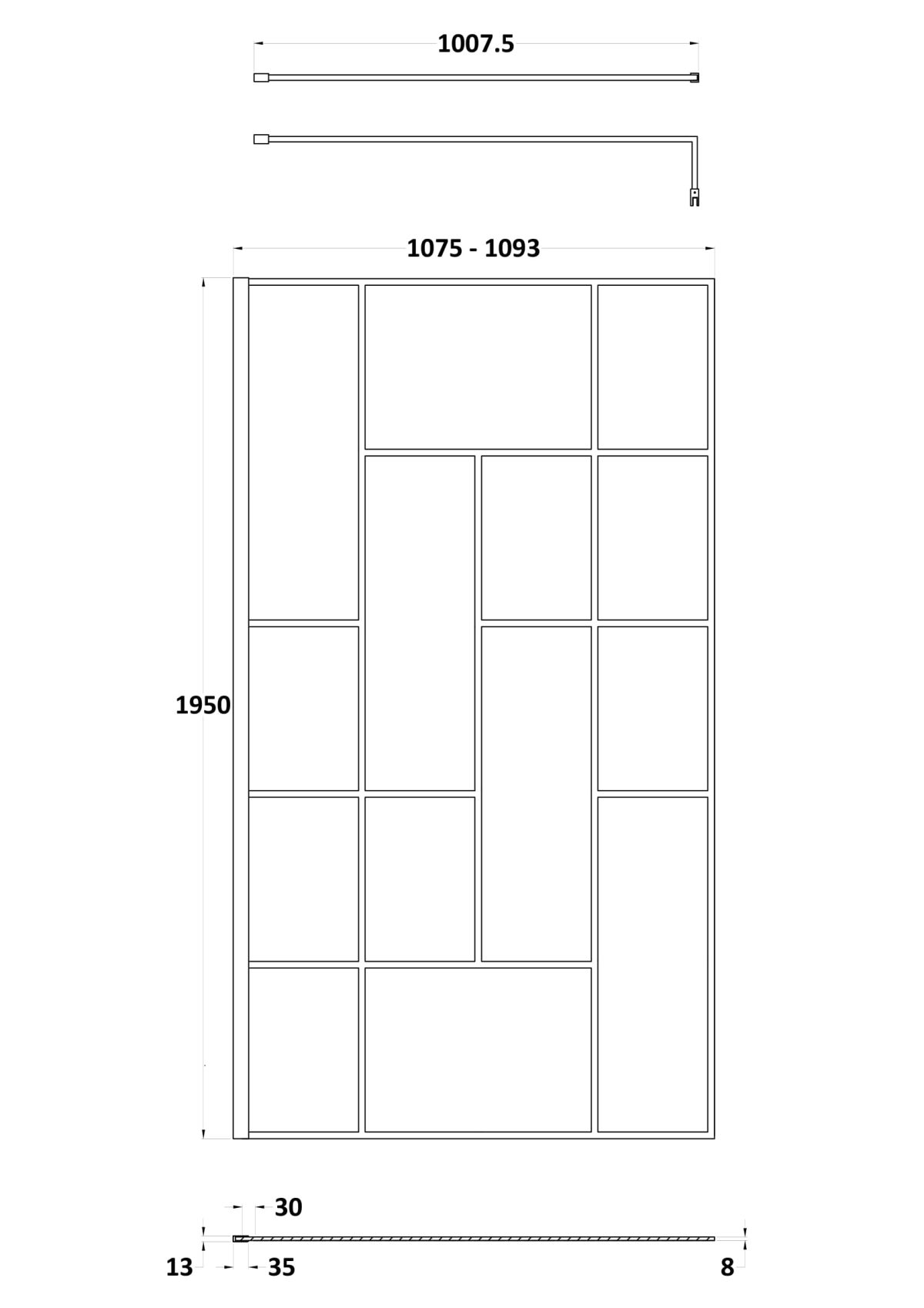 1100mm Abstract Frame Wetroom Screen - Image 3