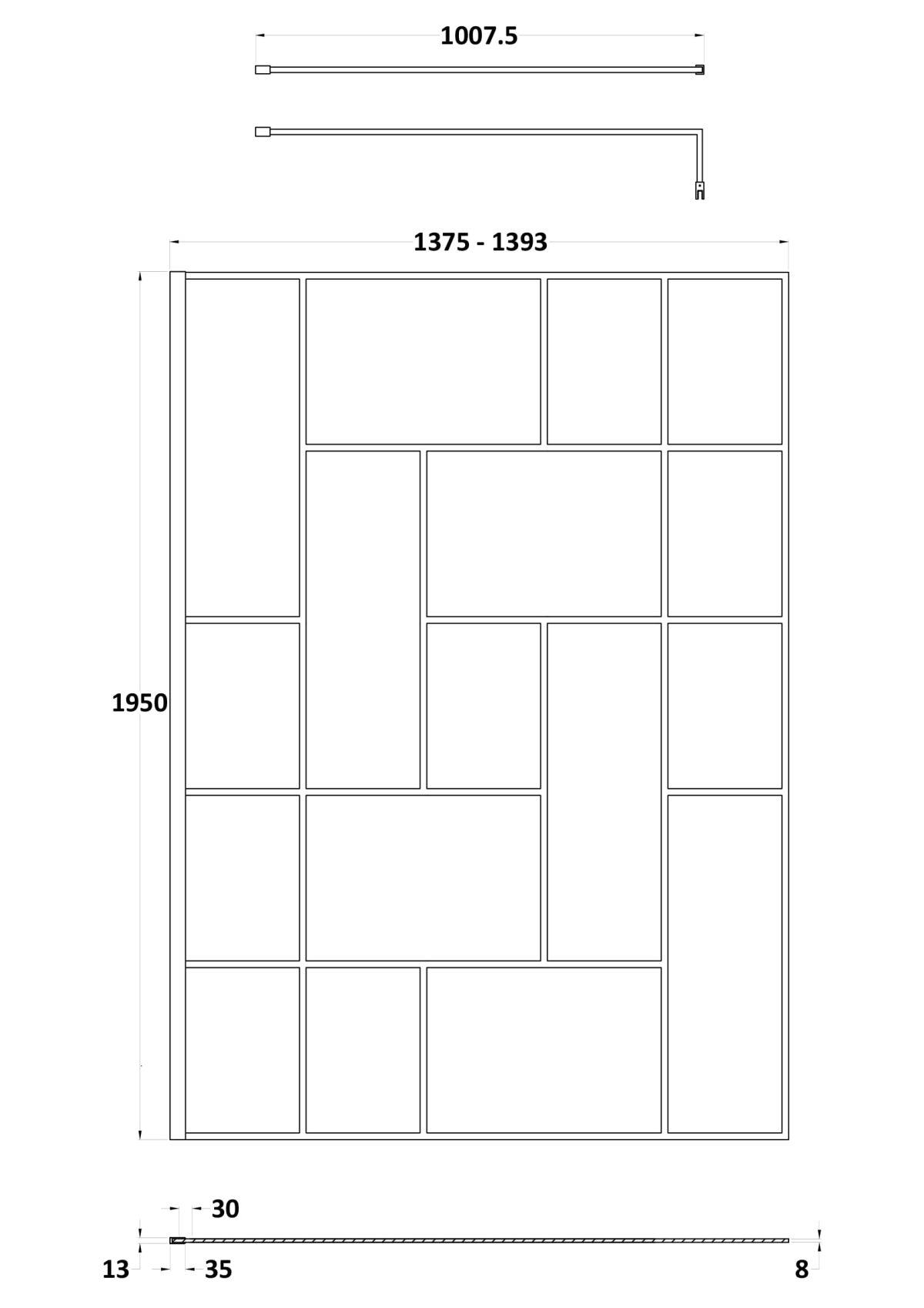 1400mm Abstract Frame Wetroom Screen - Image 3