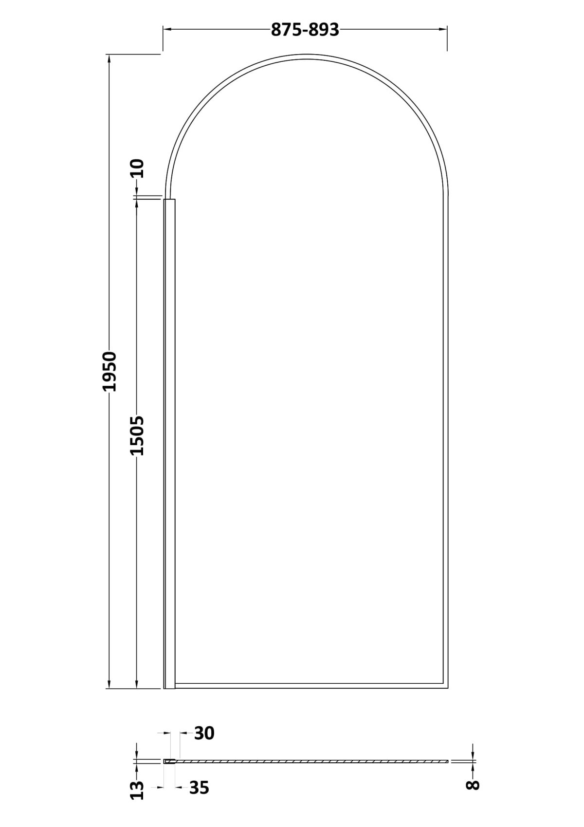 900mm Arched Wetroom Screen - Image 3