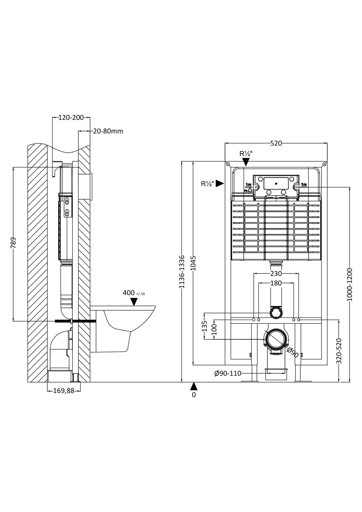 Dual Flush Concealed Cistern With Frame - Image 2