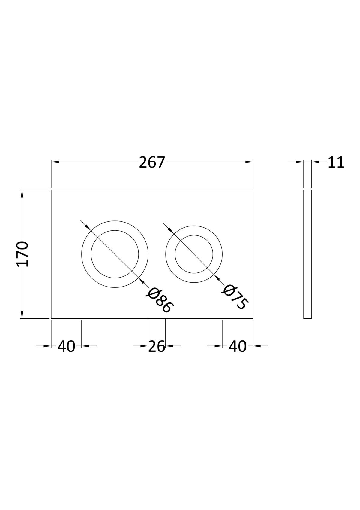 Round Dual Flush Push Button Brass - Image 2