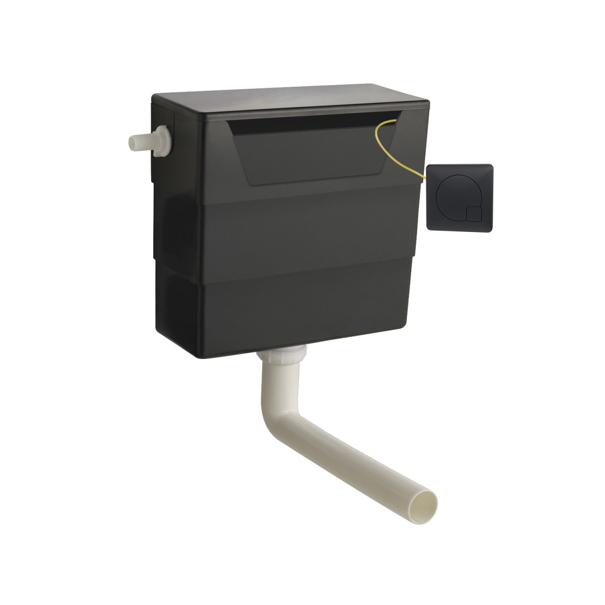 Universal Access Cistern & Black Square Flush Plate - Image 1