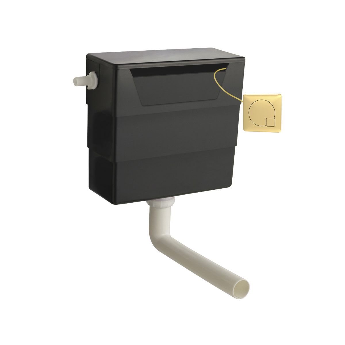 Universal Access Cistern & Brushed Brass Square Flush Plate - Image 1