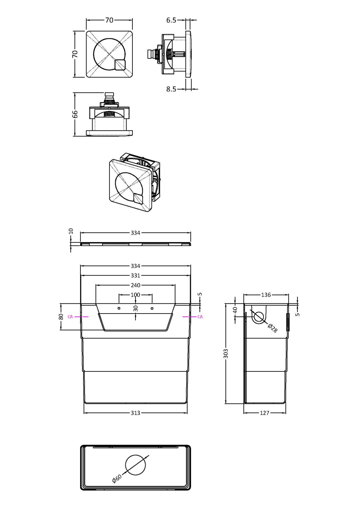 Universal Access Cistern & Brushed Brass Square Flush Plate - Image 2