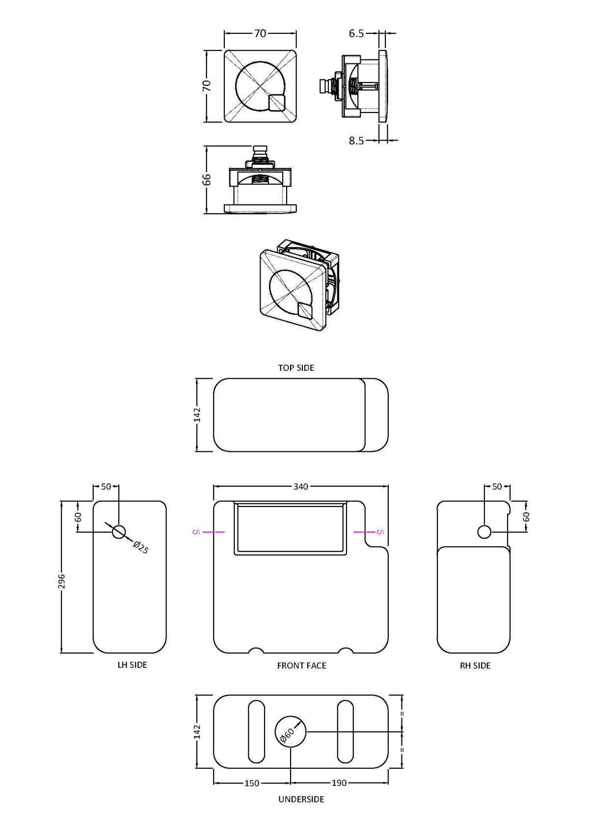 Universal Access Cistern & Chrome Square Flush Plate - Image 2