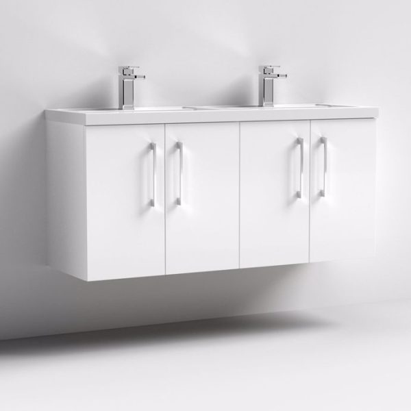 1200mm Wall Hung 4 Door Vanity & Double Basin