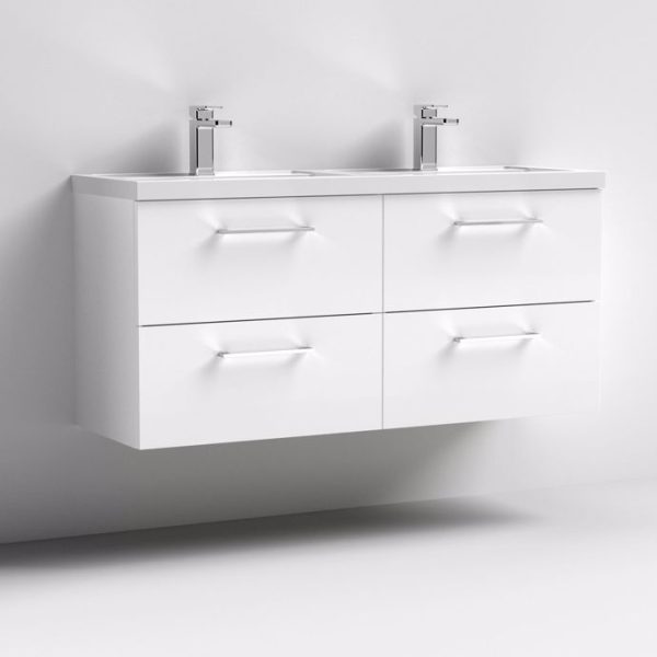 1200mm Wall Hung 4 Drawer Vanity & Double Basin