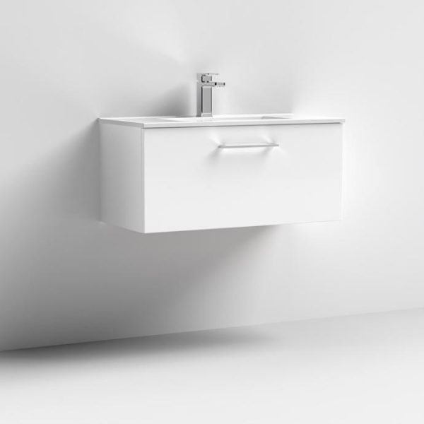 800mm Wall Hung 1 Drawer Vanity & Basin 2