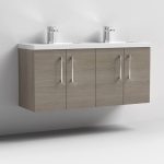 1200mm Wall Hung 4 Door Vanity & Double Basin - Image 7
