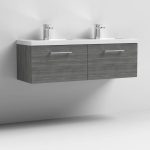 1200mm Wall Hung 2 Drawer Vanity & Double Basin - Image 9