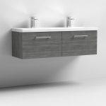 1200mm Wall Hung 2 Drawer Vanity & Double Basin - Image 9