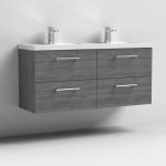 1200mm Wall Hung 4 Drawer Vanity & Double Basin - Image 9