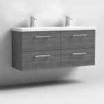 1200mm Wall Hung 4 Drawer Vanity & Double Basin - Image 9