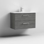 800mm Wall Hung 2 Drawer Vanity & Basin 4 - Image 9