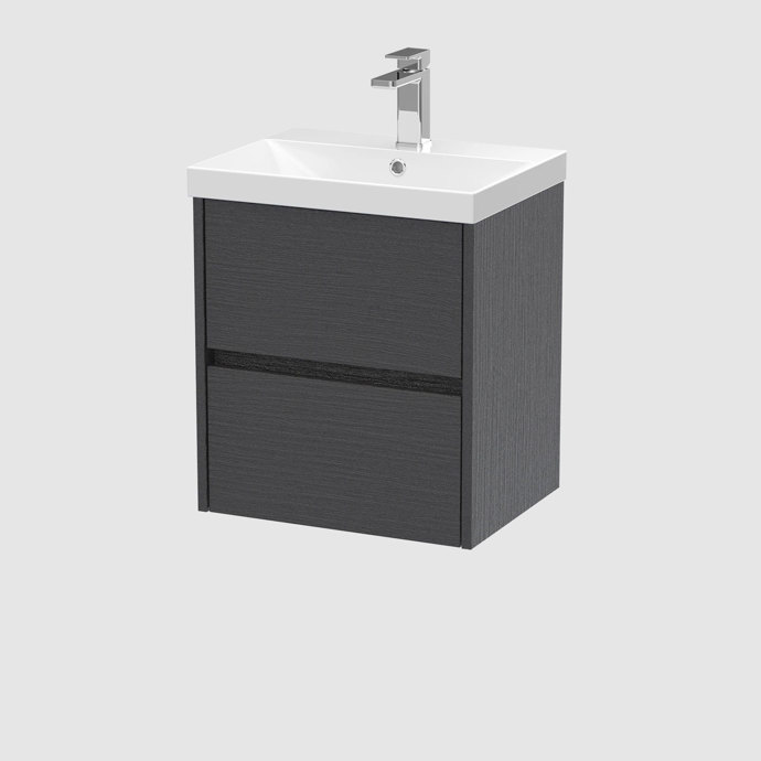 HAV2202D-nuie-web 500mm Wall Hung 2-Drawer Unit & Basin 3 - Image 1