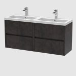 1200mm Wall Hung 4-Drawer Unit & Double Basin 2 - Image 4