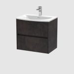 600mm Wall Hung 2-Drawer Unit & Basin 4 - Image 4
