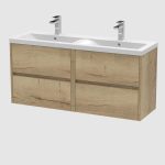 1200mm Wall Hung 4-Drawer Unit & Double Basin - Image 3