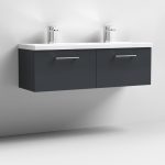 1200mm Wall Hung 2 Drawer Vanity & Double Basin - Image 4