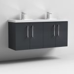 1200mm Wall Hung 4 Door Vanity & Double Basin - Image 4
