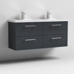 1200mm Wall Hung 4 Drawer Vanity & Double Basin - Image 4