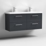 1200mm Wall Hung 4 Drawer Vanity & Double Basin - Image 4