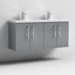 1200mm Wall Hung 4 Door Vanity & Double Basin - Image 3