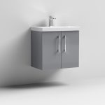 600mm Wall Hung 2 Door Vanity & Basin 3 - Image 3
