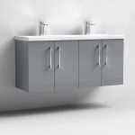 1200mm Wall Hung 4 Door Vanity & Double Basin - Image 3