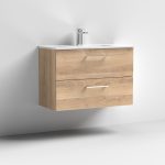 800mm Wall Hung 2 Drawer Vanity & Basin 2 - Image 8