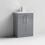 600mm Floor Standing 2-Door Vanity & Ceramic Basin - Image 4