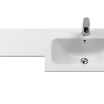 L-Shaped Solid Stone Basin - Right Hand - White