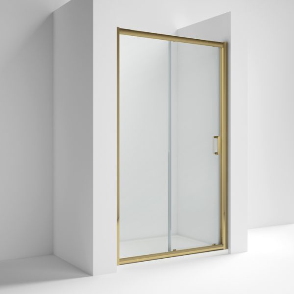 Lucie 8mm Brushed Brass Single Sliding Door