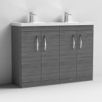 1200mm Floor Standing 4 Door Vanity Unit With Twin Polymarble Basin - Image 3