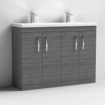 1200mm Floor Standing 4 Door Vanity Unit With Double Ceramic Basin - Image 3