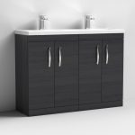 1200mm Floor Standing 4 Door Vanity Unit With Double Ceramic Basin - Image 4