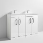 1200mm Floor Standing 4 Door Vanity Unit With Twin Polymarble Basin