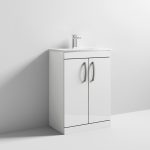 Floor Standing 2 Door Vanity With Curved 1 Tap Hole Basin 600mm