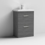 Floor Standing 2 Drawer Vanity With Mid-Edge 1 Tap Hole Basin 600mm - Image 3