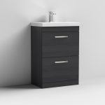 Floor Standing 2 Drawer Vanity With Mid-Edge 1 Tap Hole Basin 600mm - Image 4