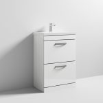 Floor Standing 2 Drawer Vanity With Mid-Edge 1 Tap Hole Basin 600mm